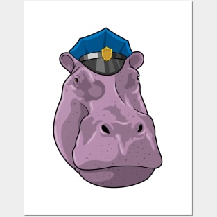 Hippo as Police officer Police Posters and Art